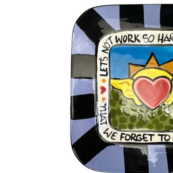 Artful Soul Csara Hand Made Thoughtful Saying Square Dish - Picture 2 of 10